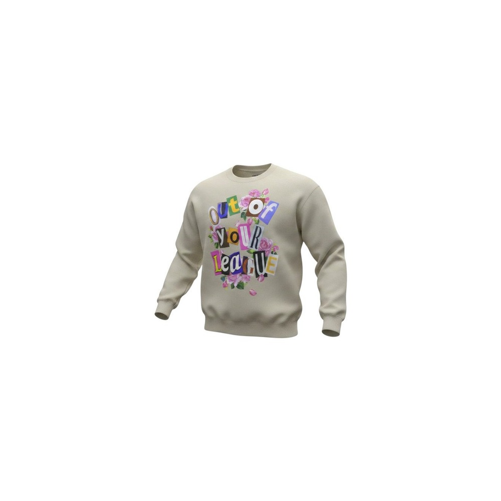Popular Girl Sweatshirt Womens L/XL Tan New Out Of Your League Floral Graphic